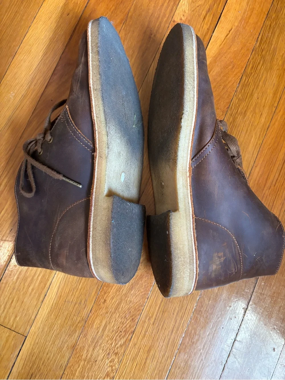 Clarks Brown Leather Lace Up Chukka Desert Ankle Boots Rubber Sole. Men's US 8
